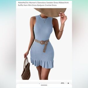 Light blue dress with frill edge size small worn once!